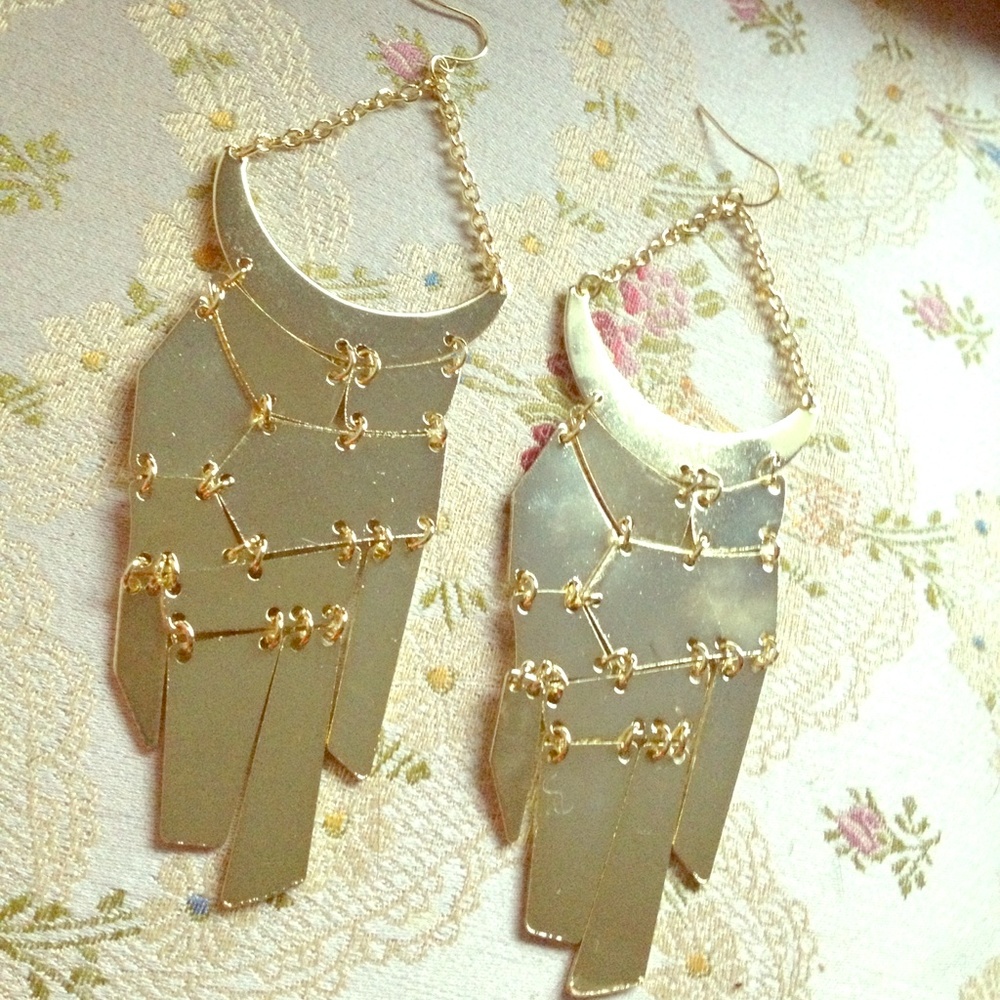 Gold earrings chandelier
